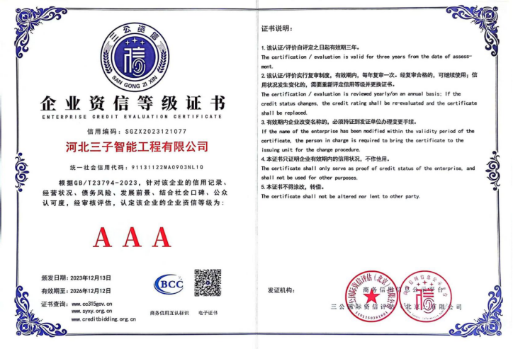 企业资信等级证书